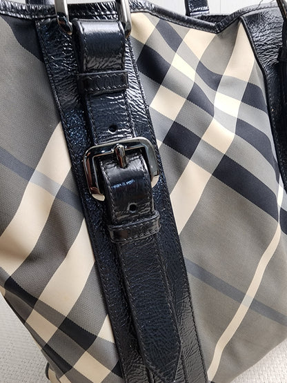 Burberry Black Nylon Beat Check Victoria Tote
