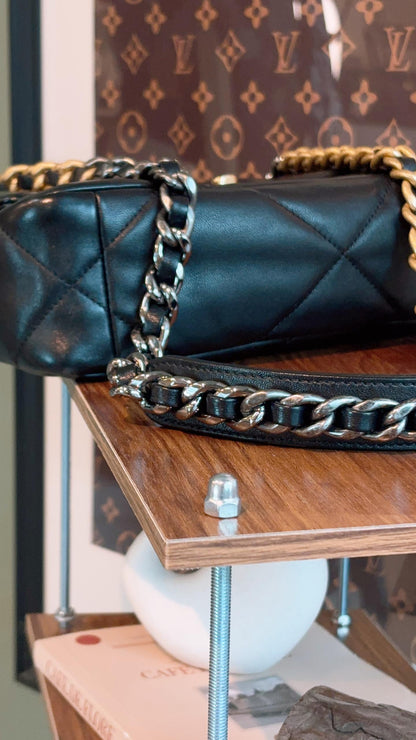 Chanel Black Lambskin Small 19 Bag (GHW)