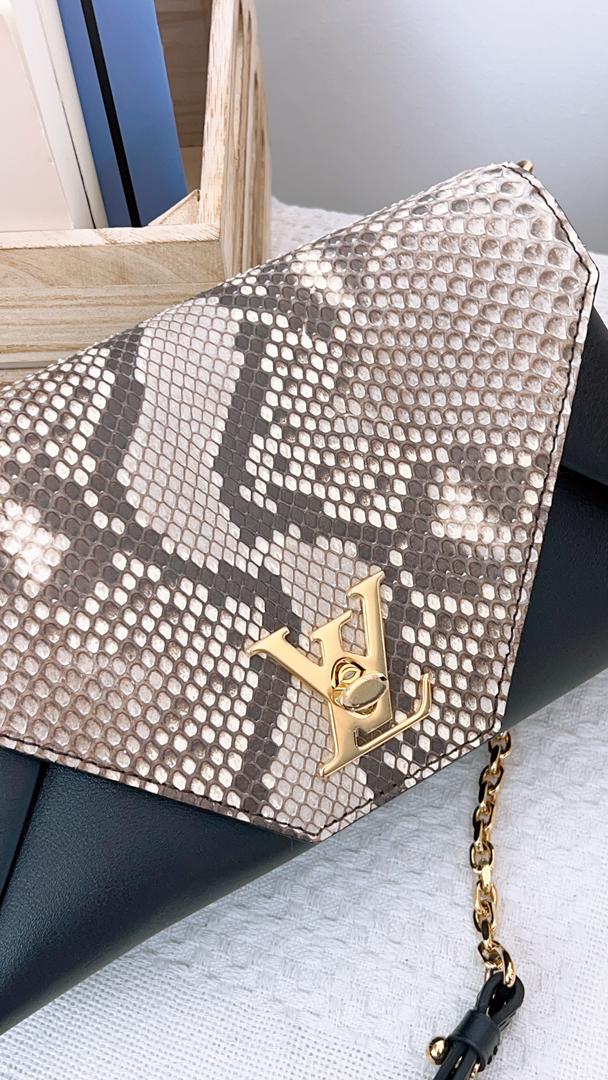 LV Black Calfskin / Python Love Note Chain Shoulder Bag