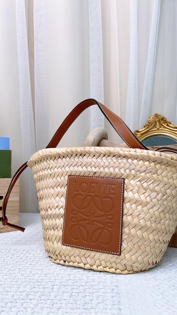 Loewe Anagram Interwoven Raffia Bucket Bag