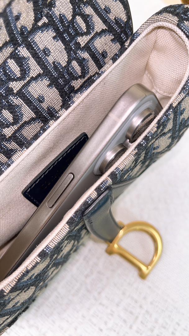Dior Navy Oblique Mini Saddle With Strap
