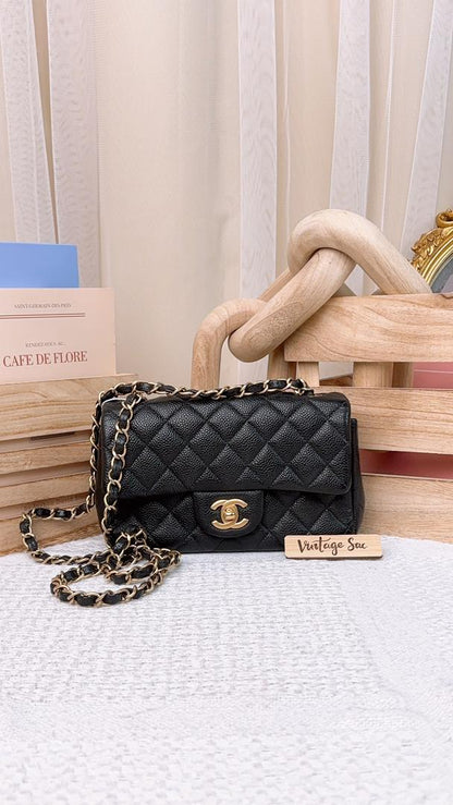Chanel Black Caviar Mini Rectangular CF (GHW)