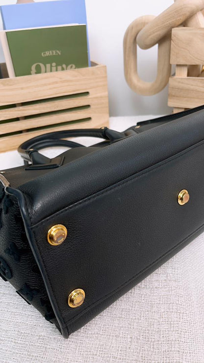 LV Black Calfskin On My Side MM