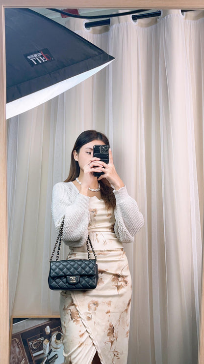 Chanel Black Lambskin Classic Mini Rectangular LGHW