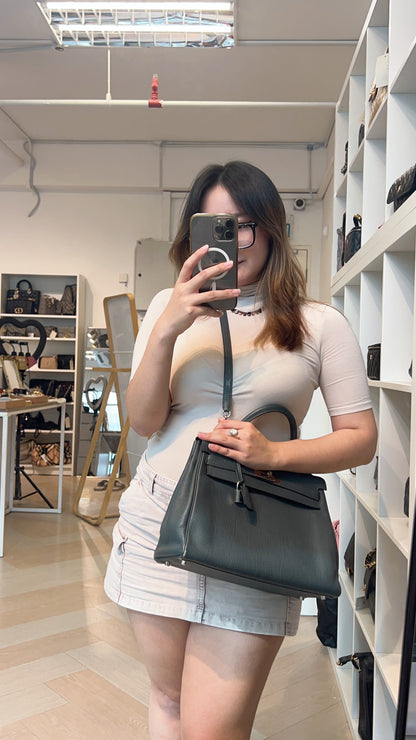 Hermes Bleu Orage Kelly 32 PHW