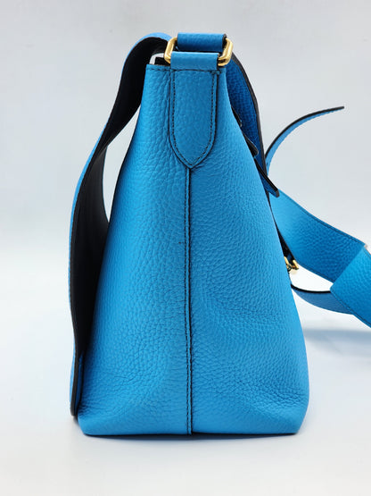 Burberry Blue Grain Calfskin Large Burleigh Messenger Bag