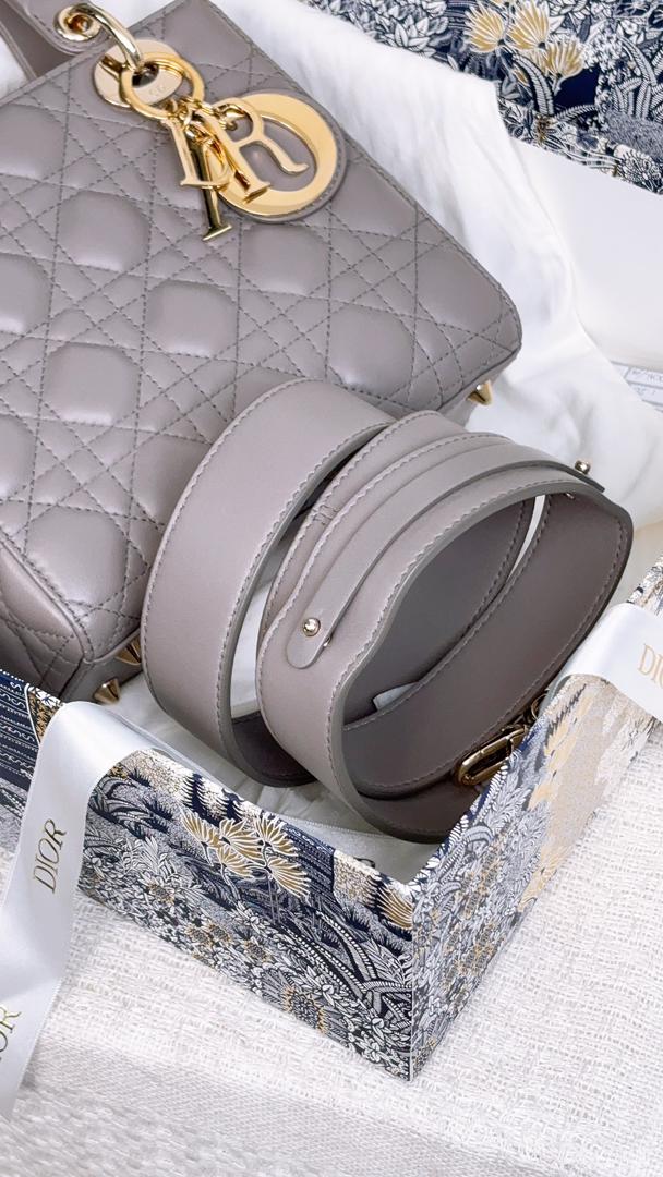 Dior Grey Lambskin Small Lady D (GHW)