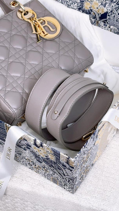 Dior Grey Lambskin Small Lady D (GHW)