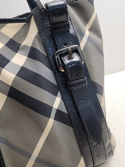 Burberry Black Nylon Beat Check Victoria Tote