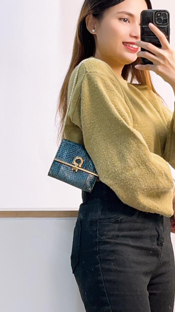 Salvatore Ferragamo Phyton Blue Flap Wallet