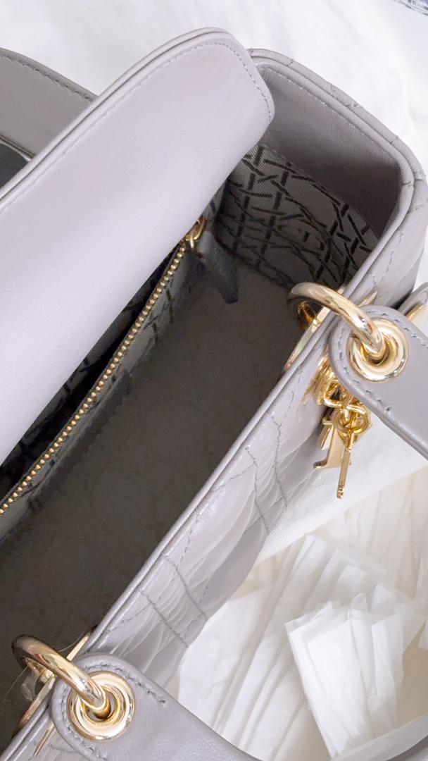 Dior Grey Lambskin Small Lady D (GHW)