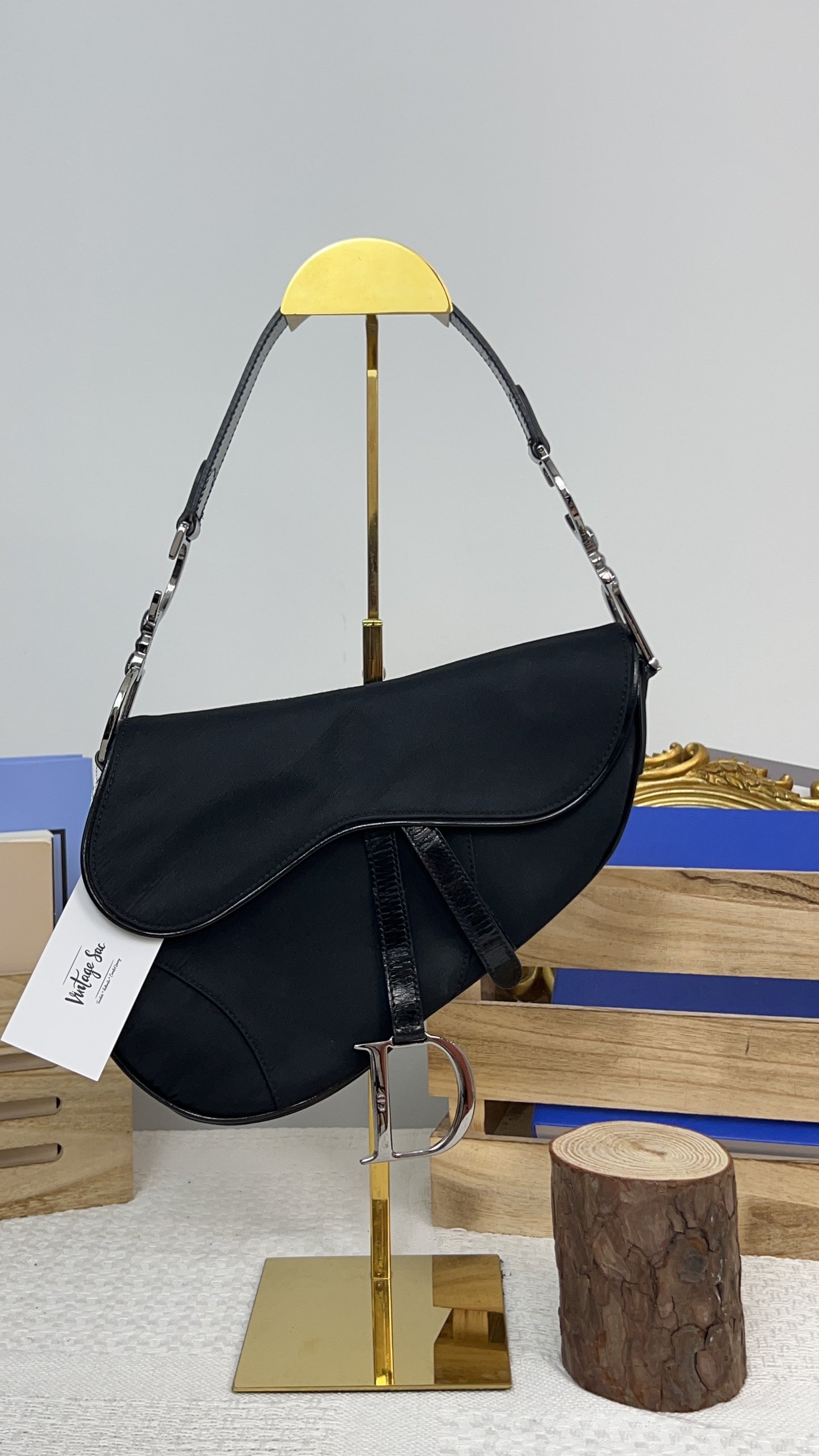 Dior Black Nylon Vintage Saddle Bag SHW