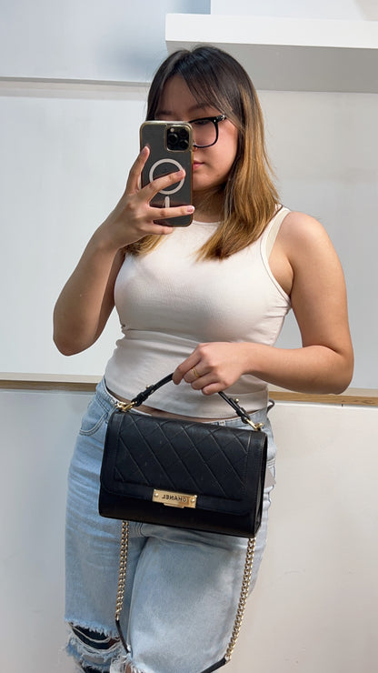 Chanel Black Calfskin Click Label Top Handle GHW