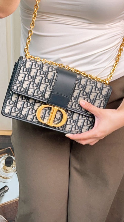 Dior Blue Montaigne East West Chain Bag (GHW)