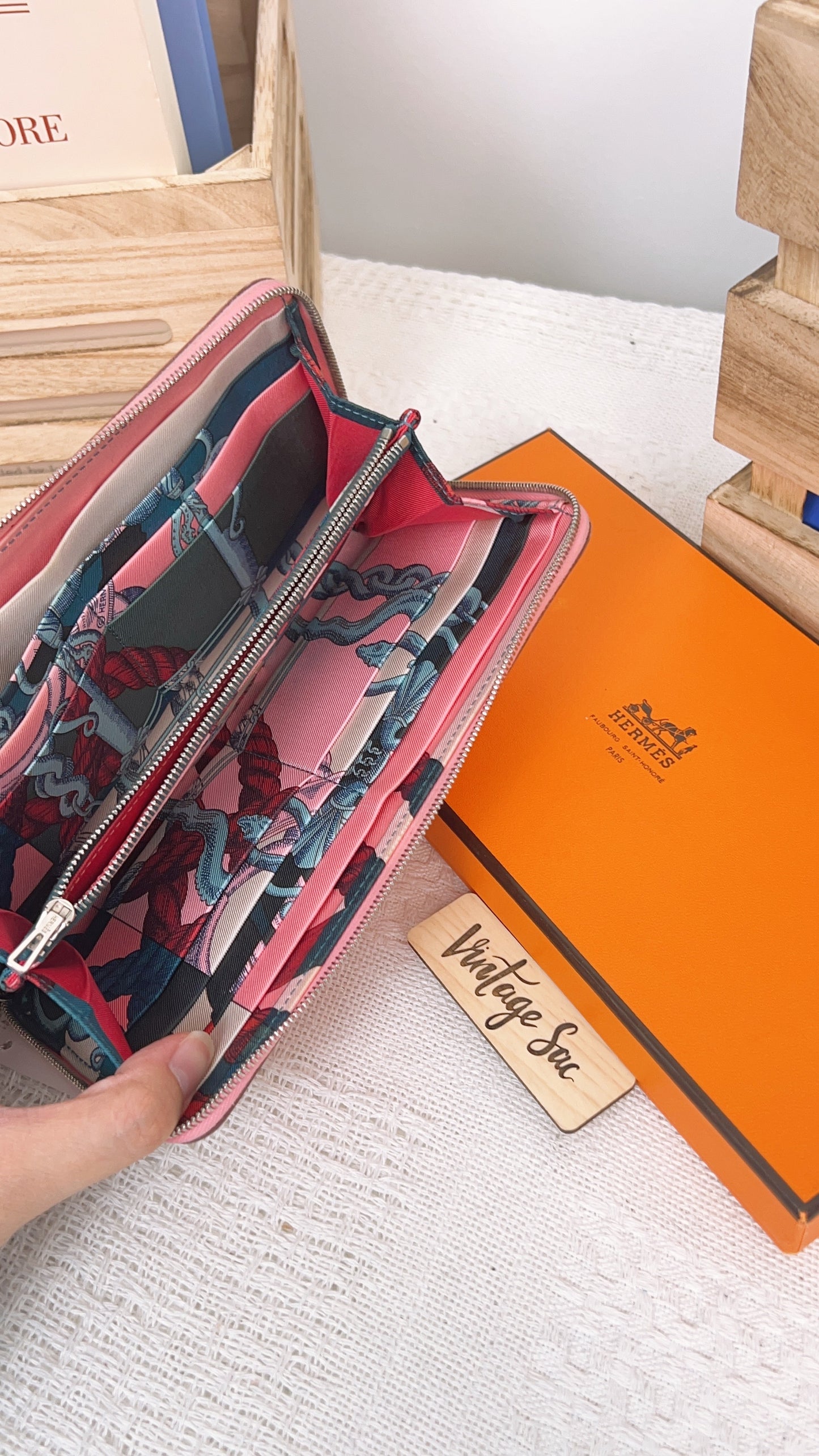 Hermes Pink Silk’in Classique Long Wallet