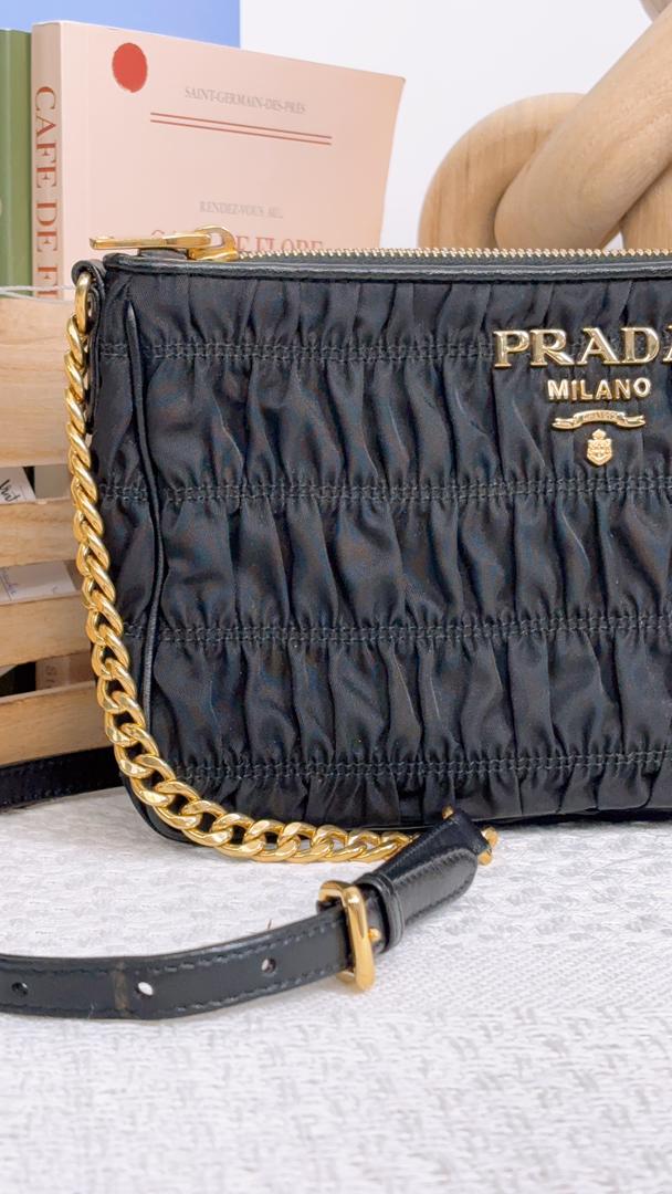 Prada Black Tessuto Gaufre Crossbody Bag