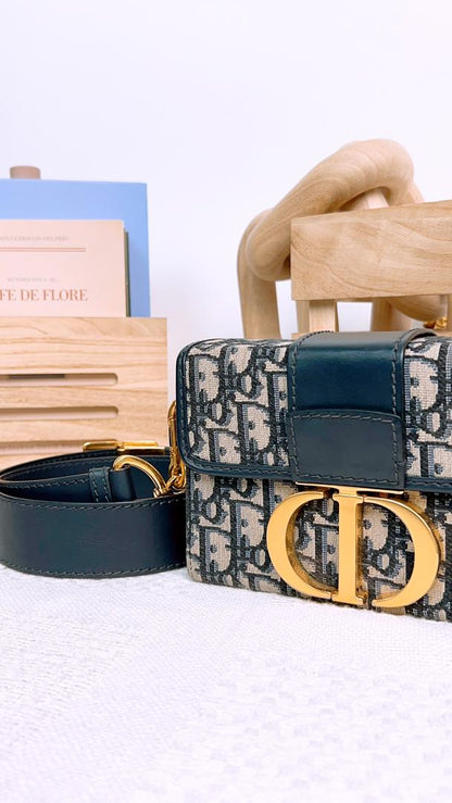 Dior Navy Oblique Montaigne 30 Box (GHW)