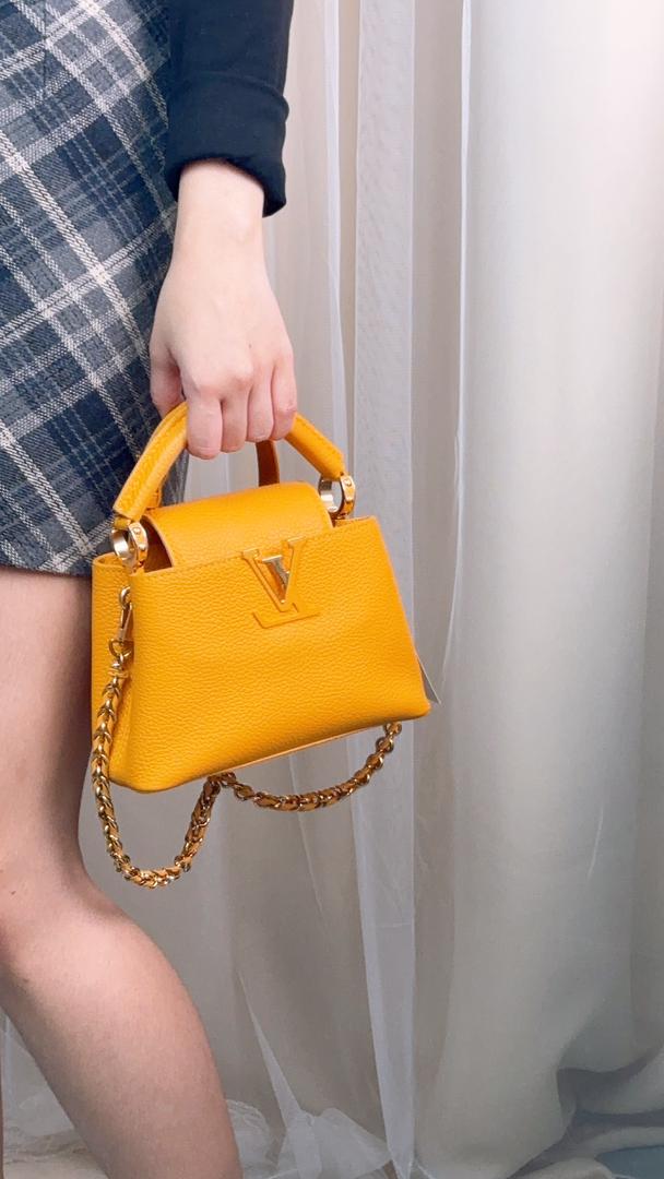 Louis Vuitton Ocre Yellow Taurillon Mini Capucines