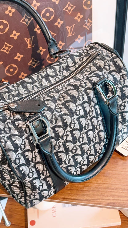 Dior Navy Trotter Vintage Boston Bag