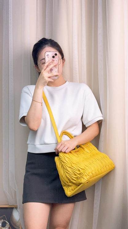 Miu Miu Yellow Matelasse Handle 2-Way Tote
