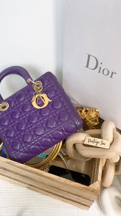 Dior Purple Lambskin Medium Lady Dior