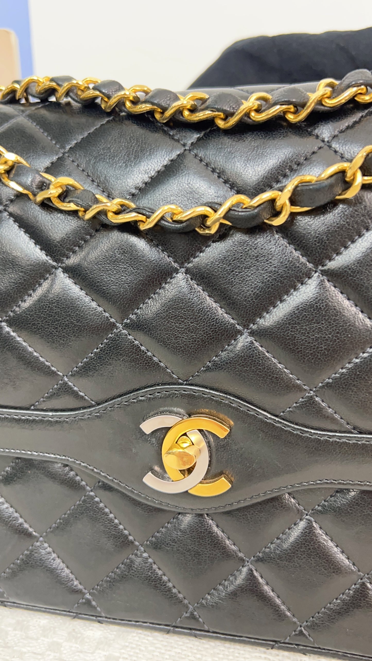 Chanel Black Lambskin Vintage Paris Limited Double Flap