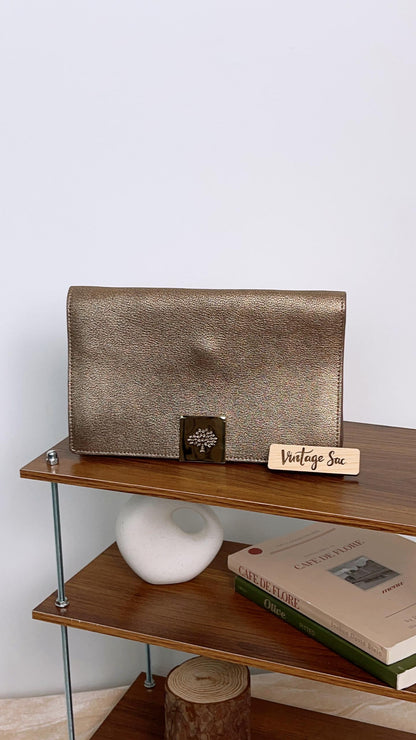 Mulbery Gold Metallic Champagne Clutch