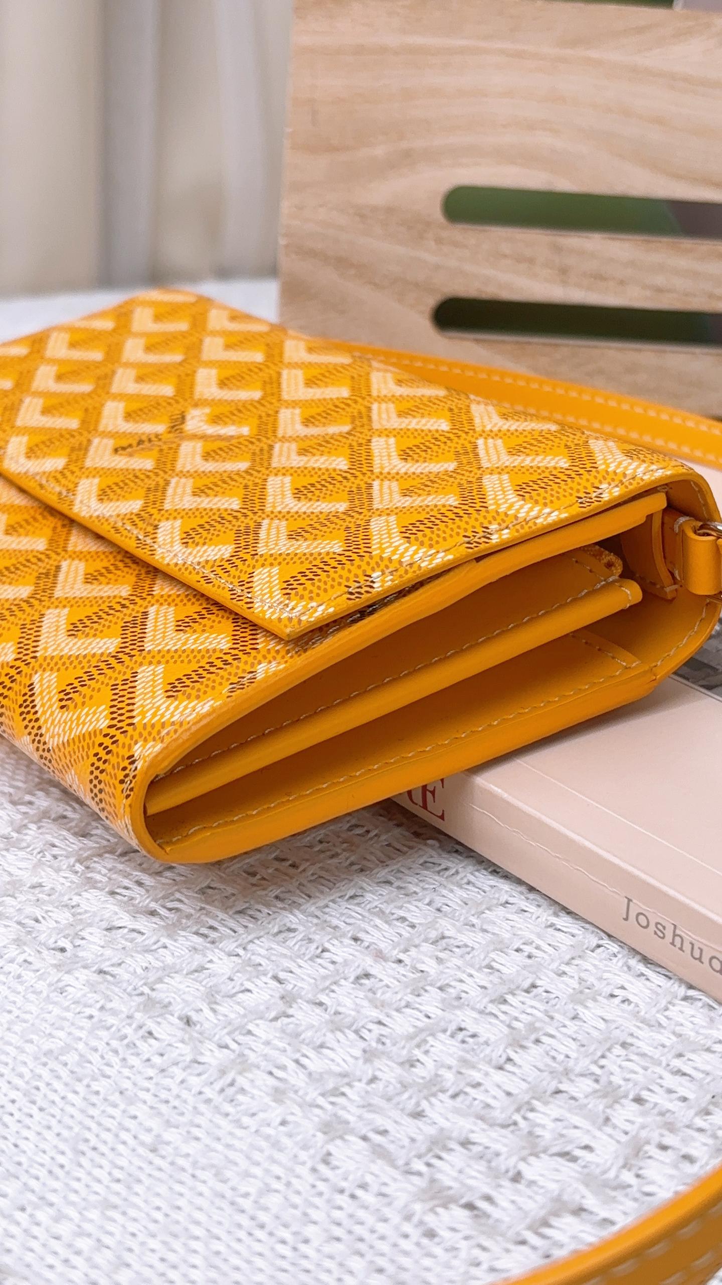 Goyard Yellow Varenne Continental Wallet With Strap