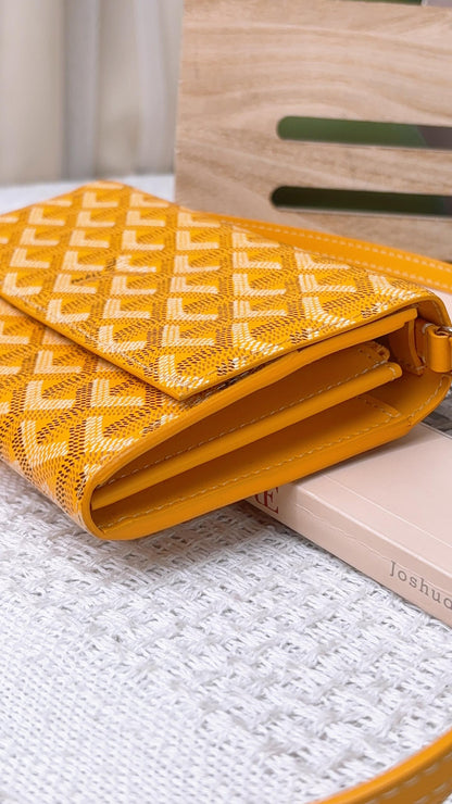 Goyard Yellow Varenne Continental Wallet With Strap
