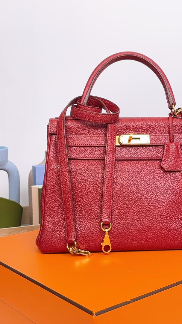 Hermes Red Togo Kelly 28 (GHW)
