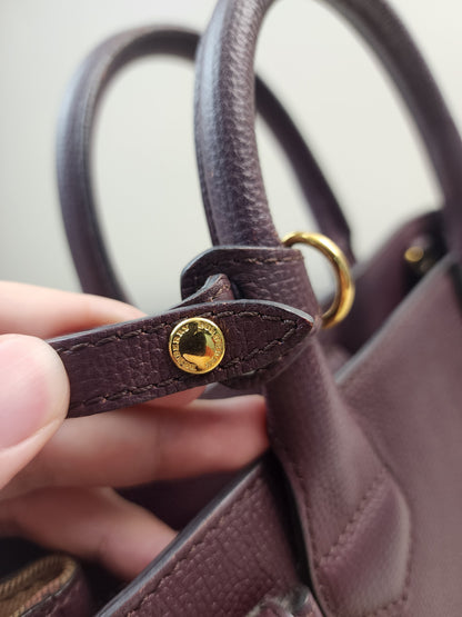 Burberry Burgundy Calfskin Banner Tote Small