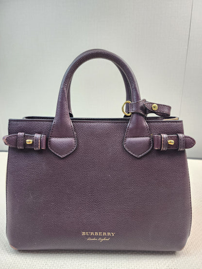 Burberry Burgundy Calfskin Banner Tote Small