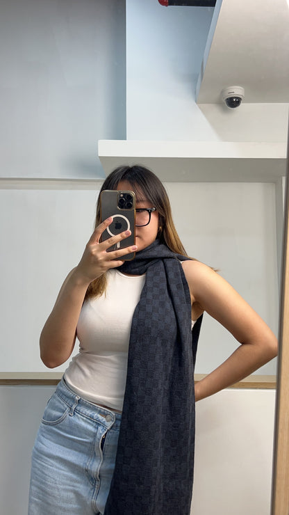 LV Damier Ebene Cabatt Wool Scarf