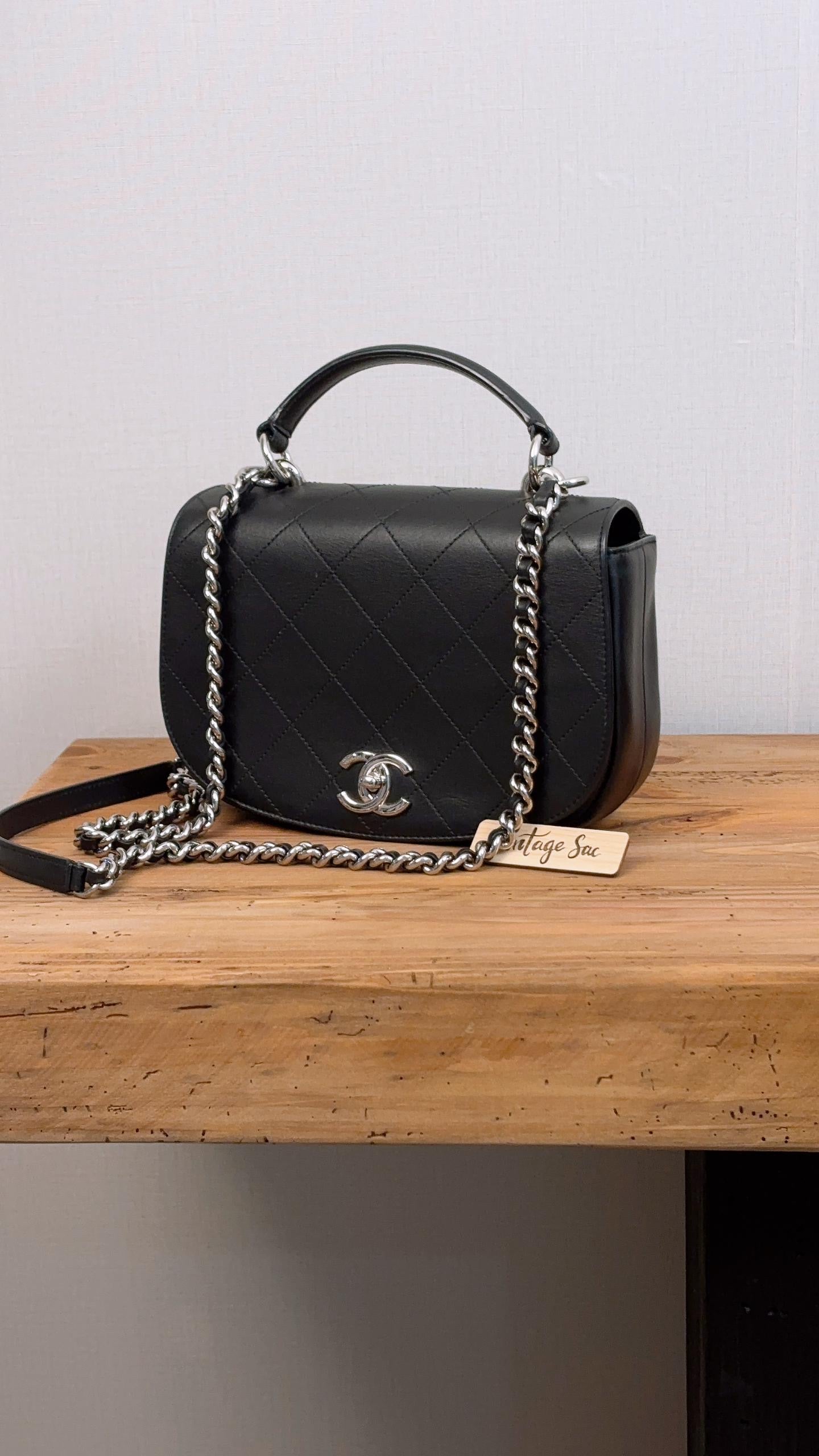 Chanel Black Calfskin Ring My Bag Handle Bag (SHW)