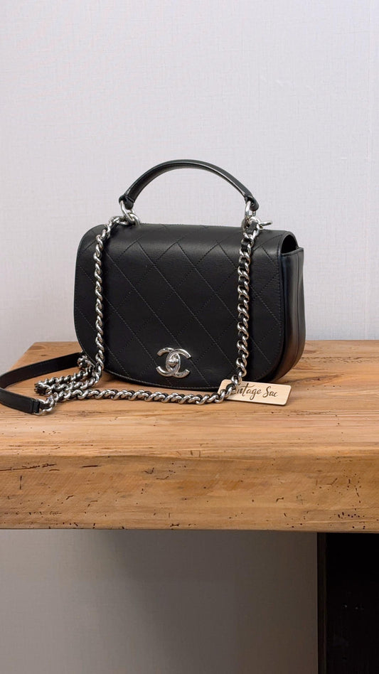 Chanel Black Calfskin Ring My Bag Handle Bag (SHW)
