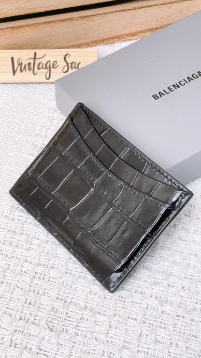 Balenciaga Croc Embossed Calfskin Hourglass Card Case