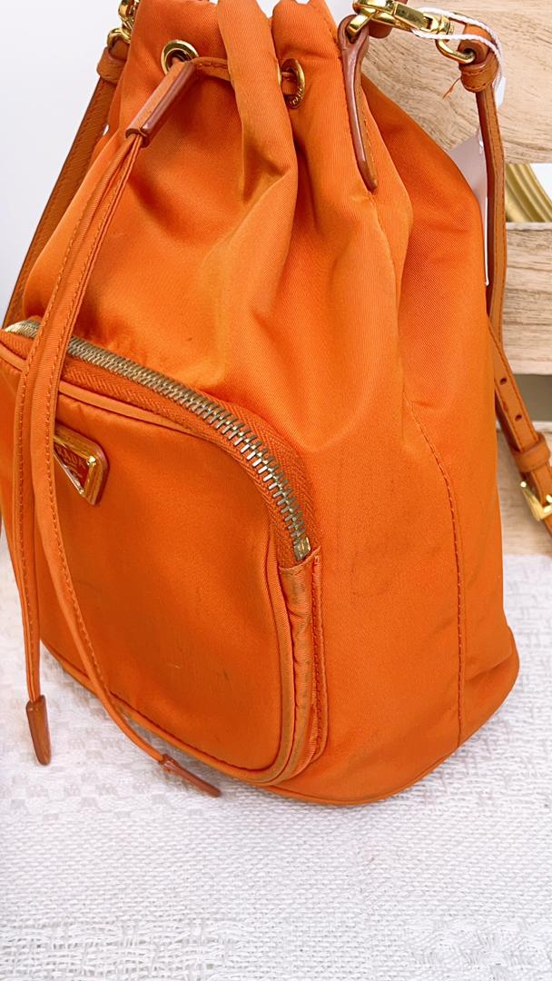 Prada Orange Mini Bucket Bag