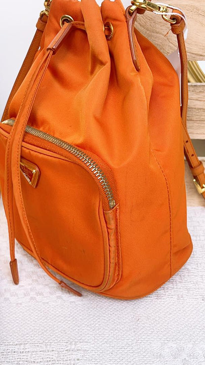 Prada Orange Mini Bucket Bag