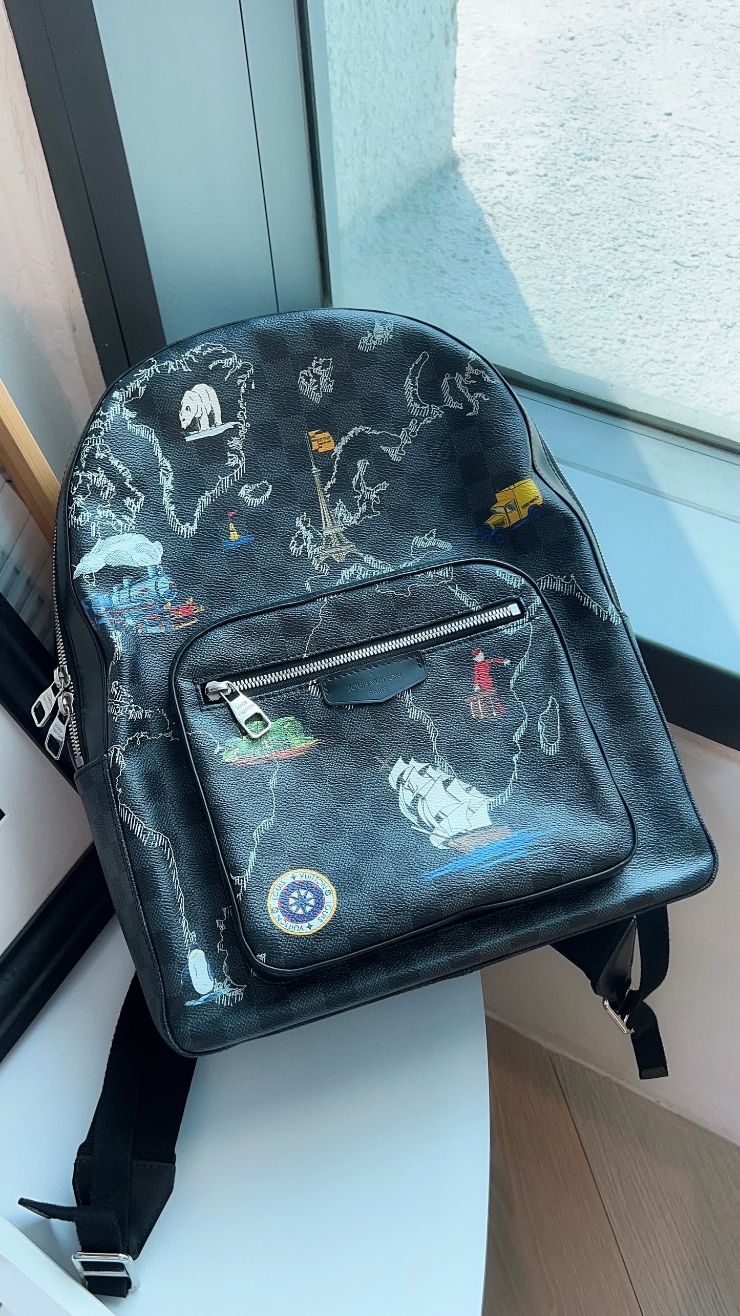 LV Damier Graphite Josh World Map Backpack