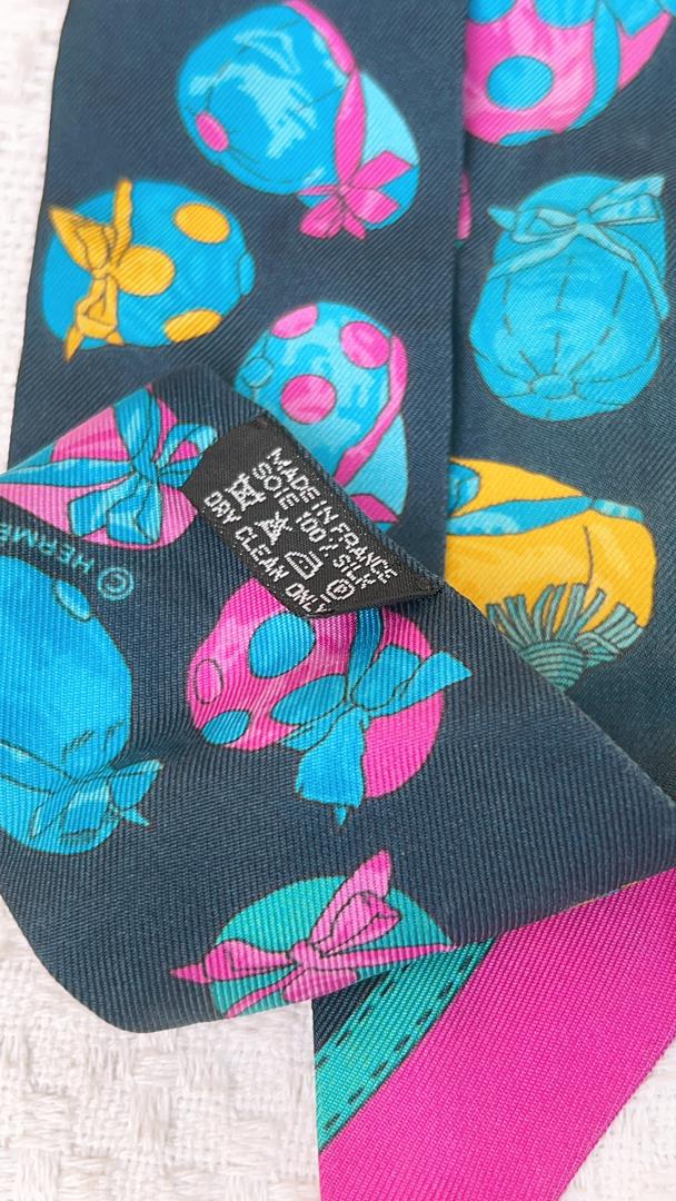 Hermes Jockey Black Multicolour Twilly