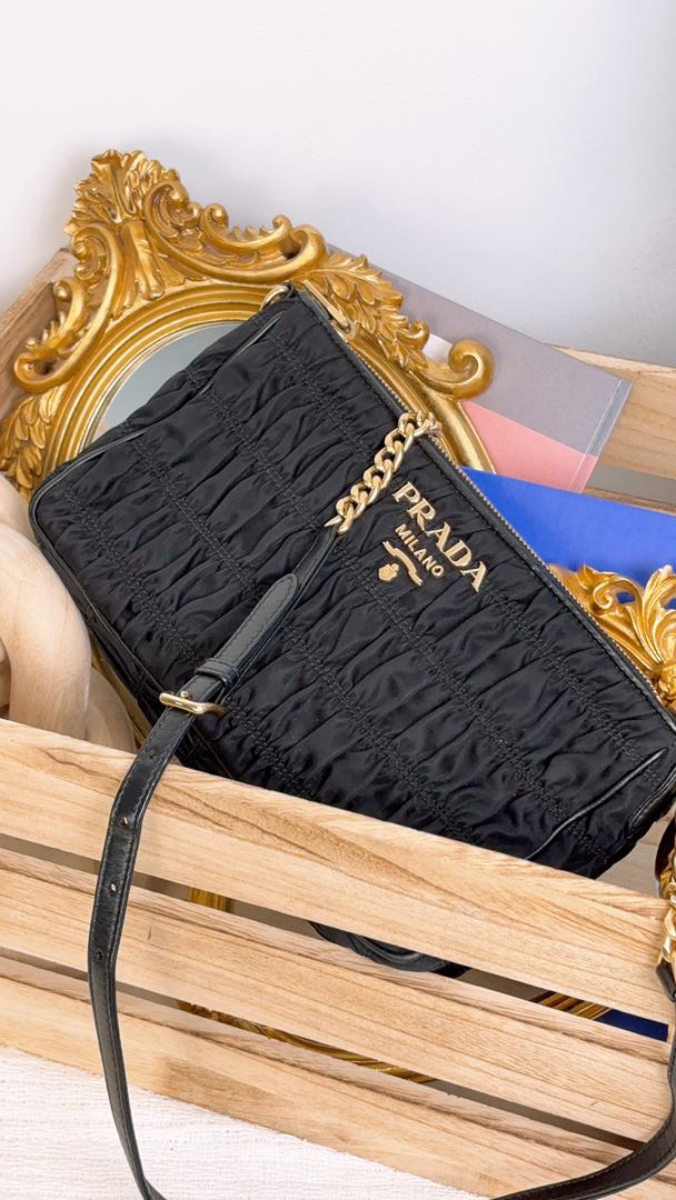 Prada Black Tessuto Gaufre Crossbody Bag