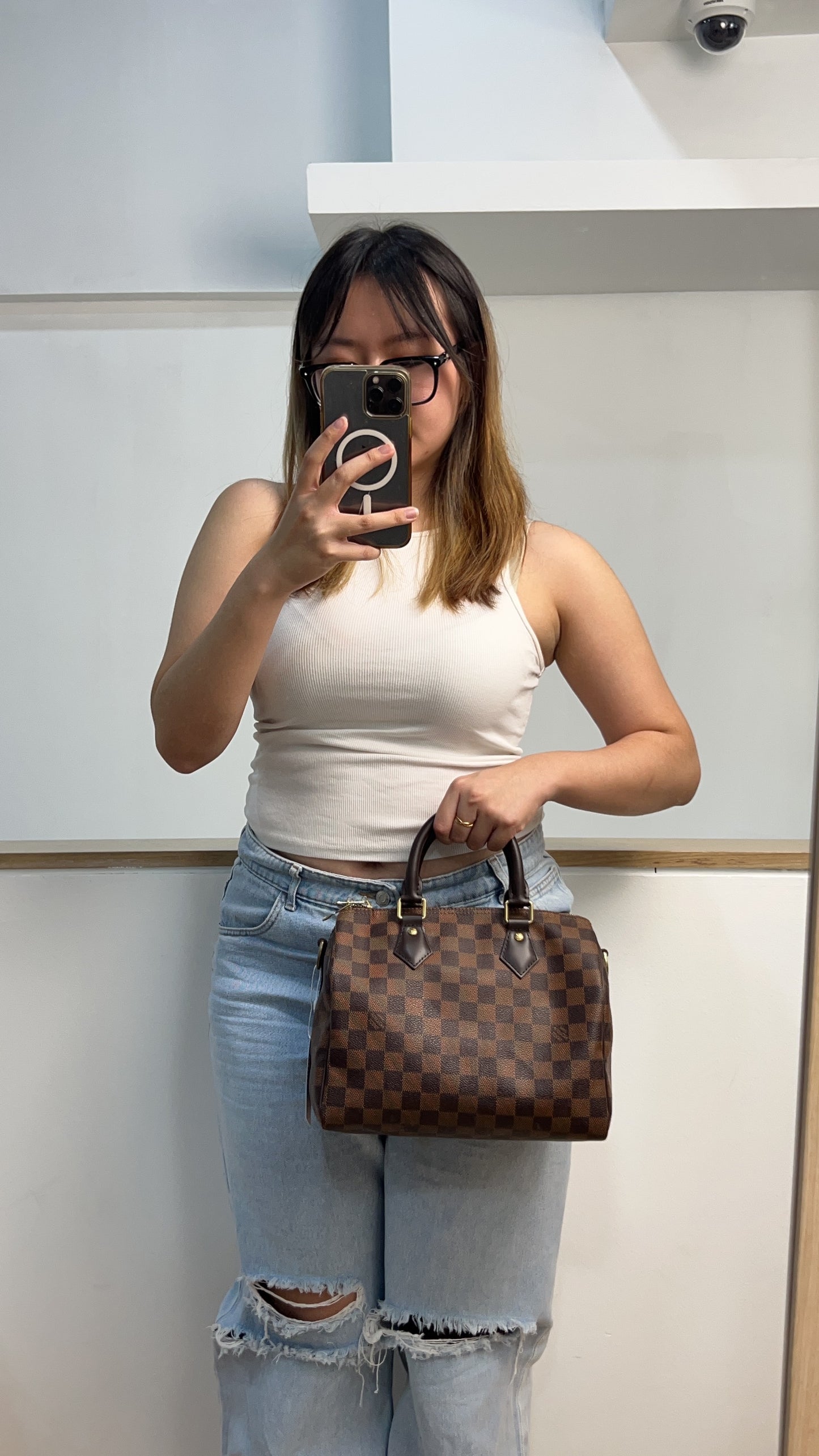 LV Damier Ebene Speedy 25 Bandouliere