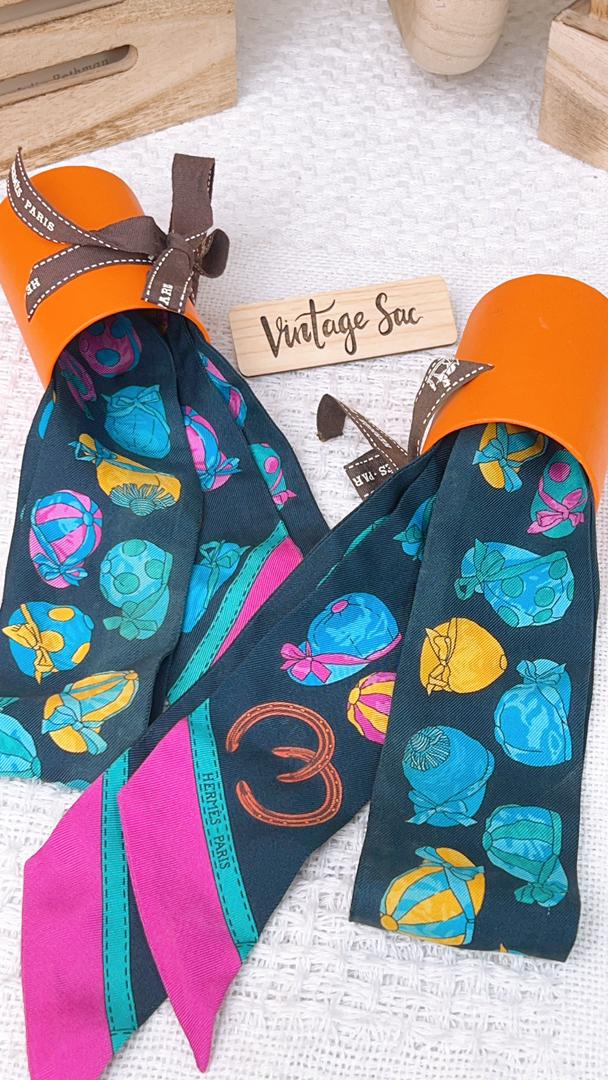 Hermes Jockey Black Multicolour Twilly