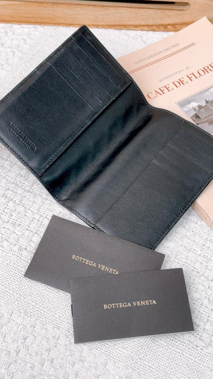 Bottega Veneta Black Intrecciato Passport Case