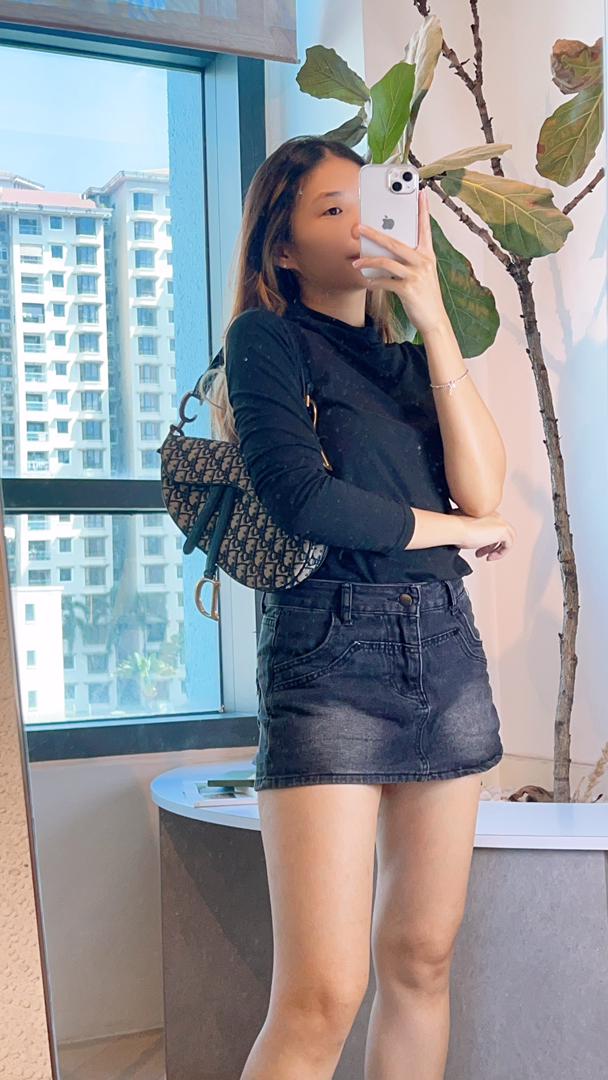 Dior Navy Oblique Medium Saddle w Strap