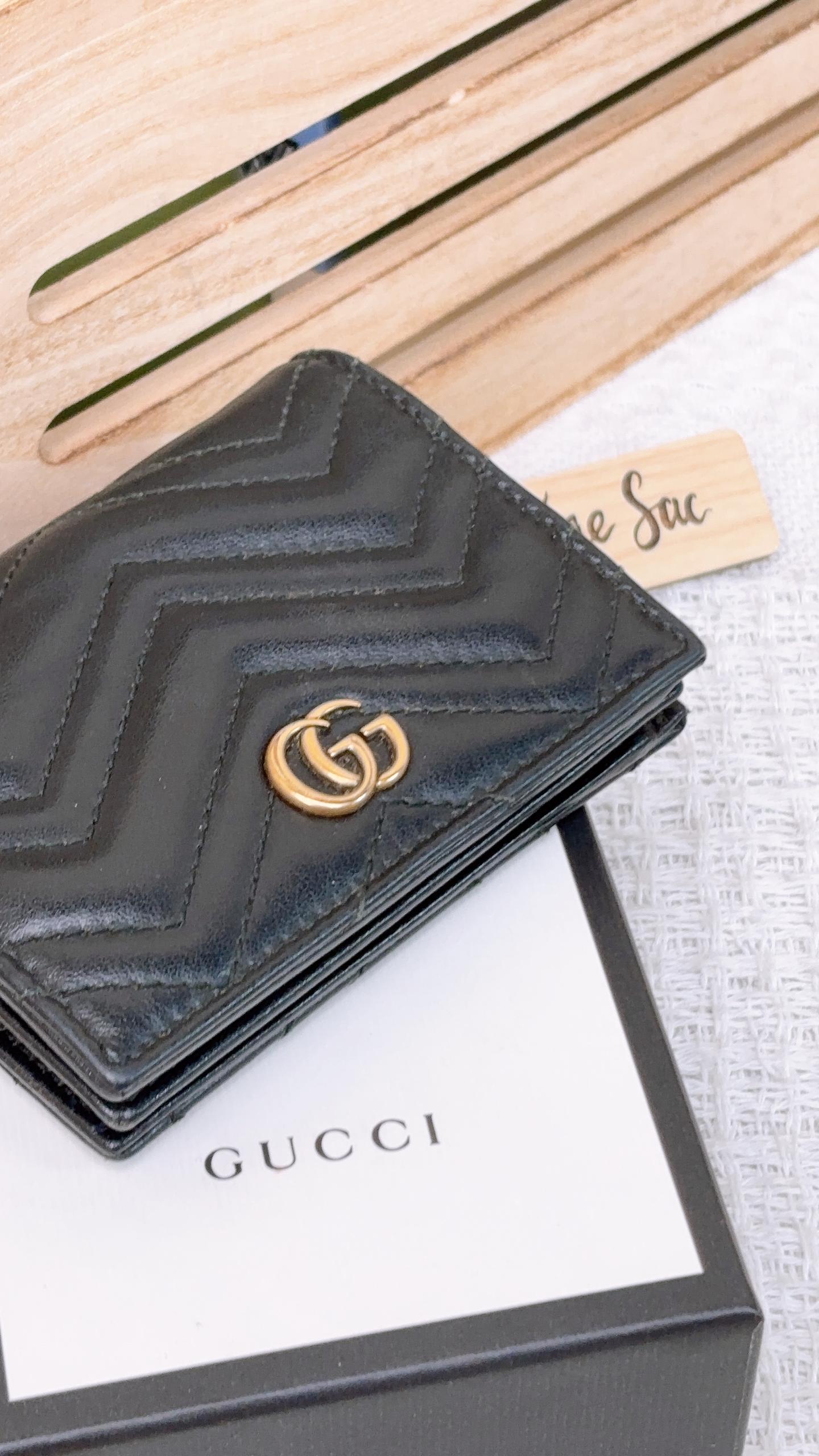 Gucci Black Marmont Bifold Wallet (GHW)