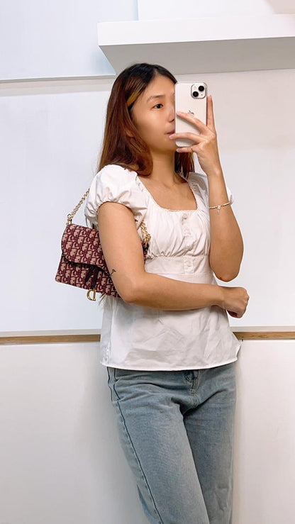 Dior Burgundy Oblique Canvas Saddle Woc