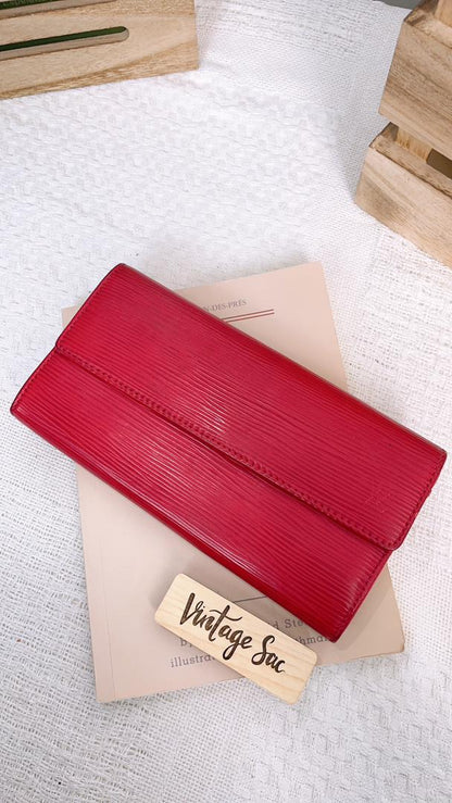 LV Red Epi Sarah Wallet