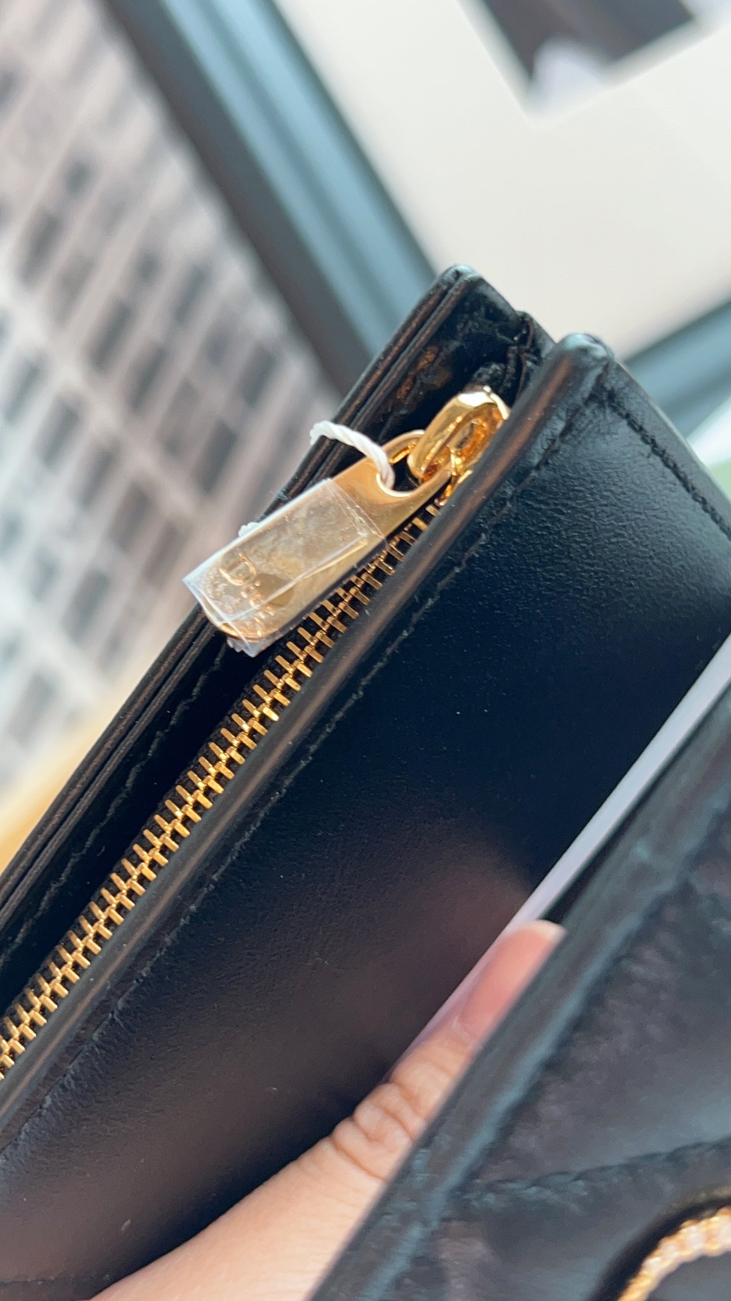 Dior Black Caro Hibiscus Crystal L Zip Wallet