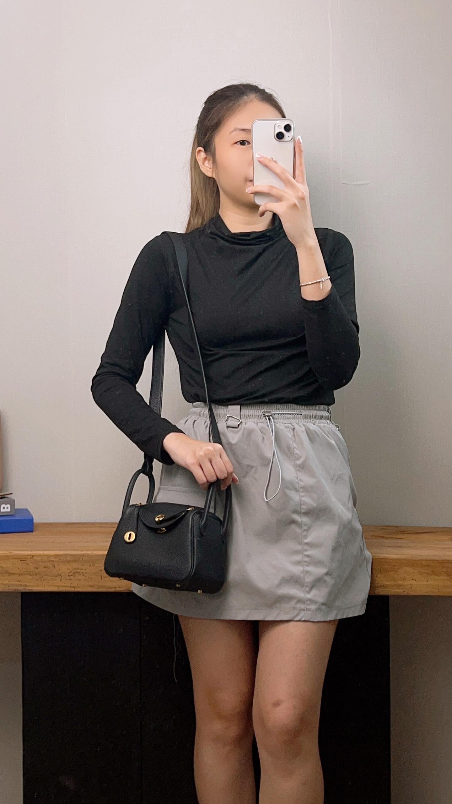 Hermes Black Mini Lindy I Clemence (GHW)